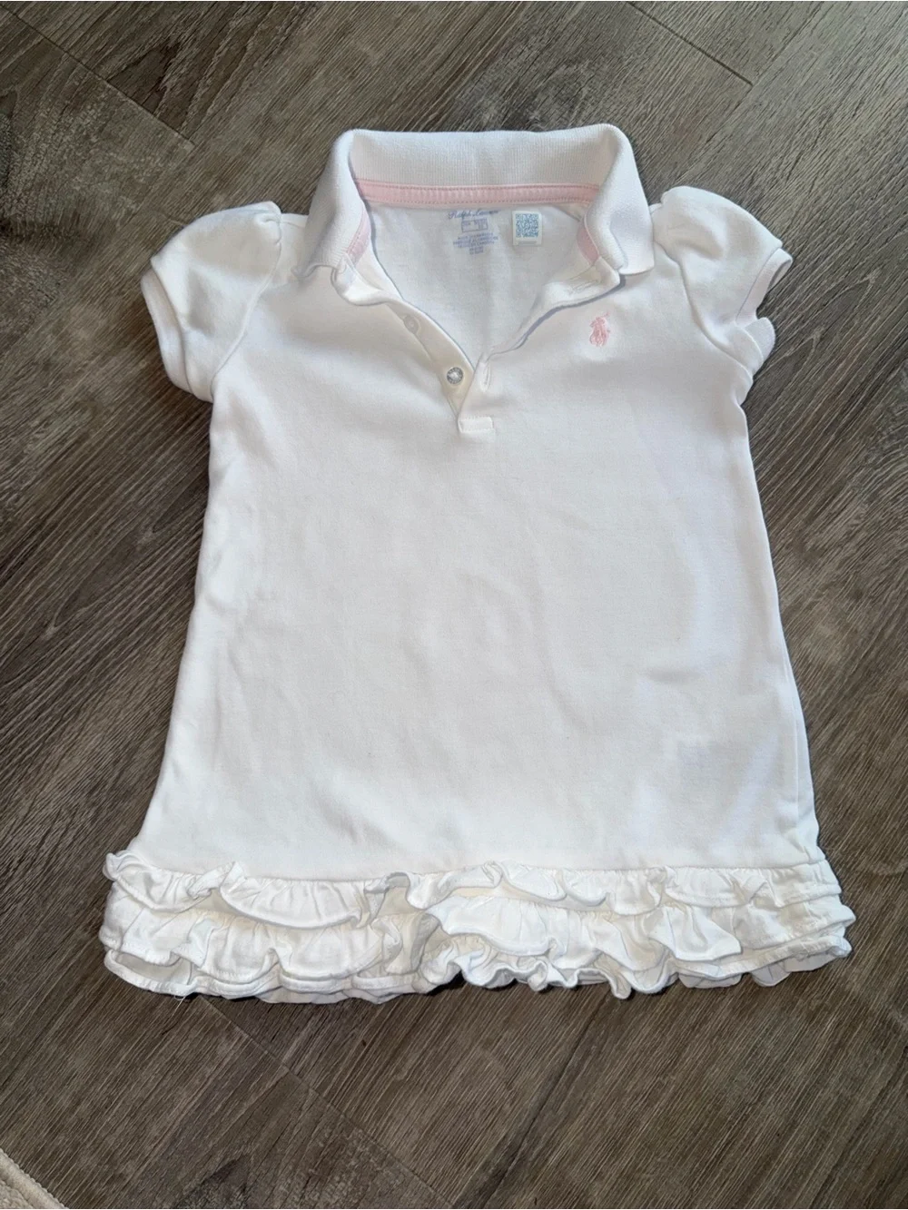 Ralph Lauren White Polo Dress with Pink Logo Trim and Bloomers